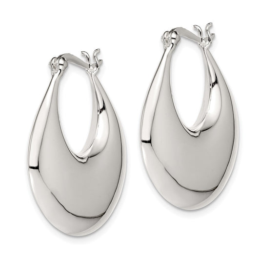 QE4695 Sterling Silver Polished Puffed Hoop Earrings