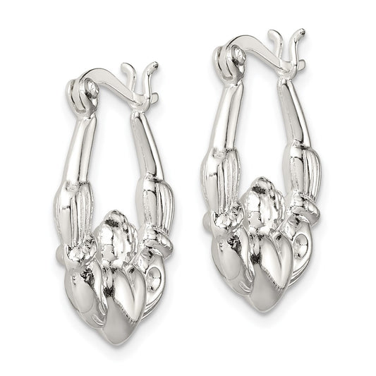 QE4701 Sterling Silver Polished Claddagh Hoop Earrings