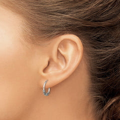 QE4721 Sterling Silver Rhodium-plated Polished Shrimp Oval Hoop Earrings