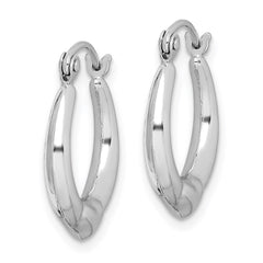 QE4740 Sterling Silver Rhodium-plated Polished Heart Round Hoop Earrings