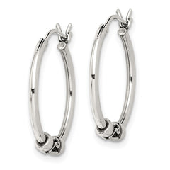 QE4745 Sterling Silver Antiqued Hoop Earrings