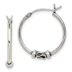 QE4745 Sterling Silver Antiqued Hoop Earrings