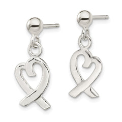 QE4758 Sterling Silver Heart Dangle Post Earrings
