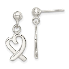 QE4758 Sterling Silver Heart Dangle Post Earrings