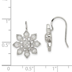 QE4783 Sterling Silver Rhodium-plated CZ Snowflake Earrings