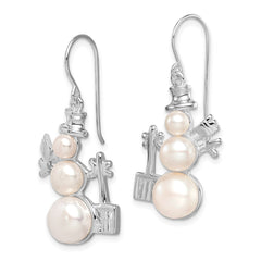 QE4785 Sterling Silver FW Cultured Pearl Snowman Earrings