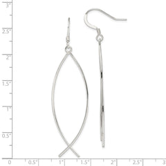QE4790 Sterling Silver Polished Ichthus Dangle Earrings