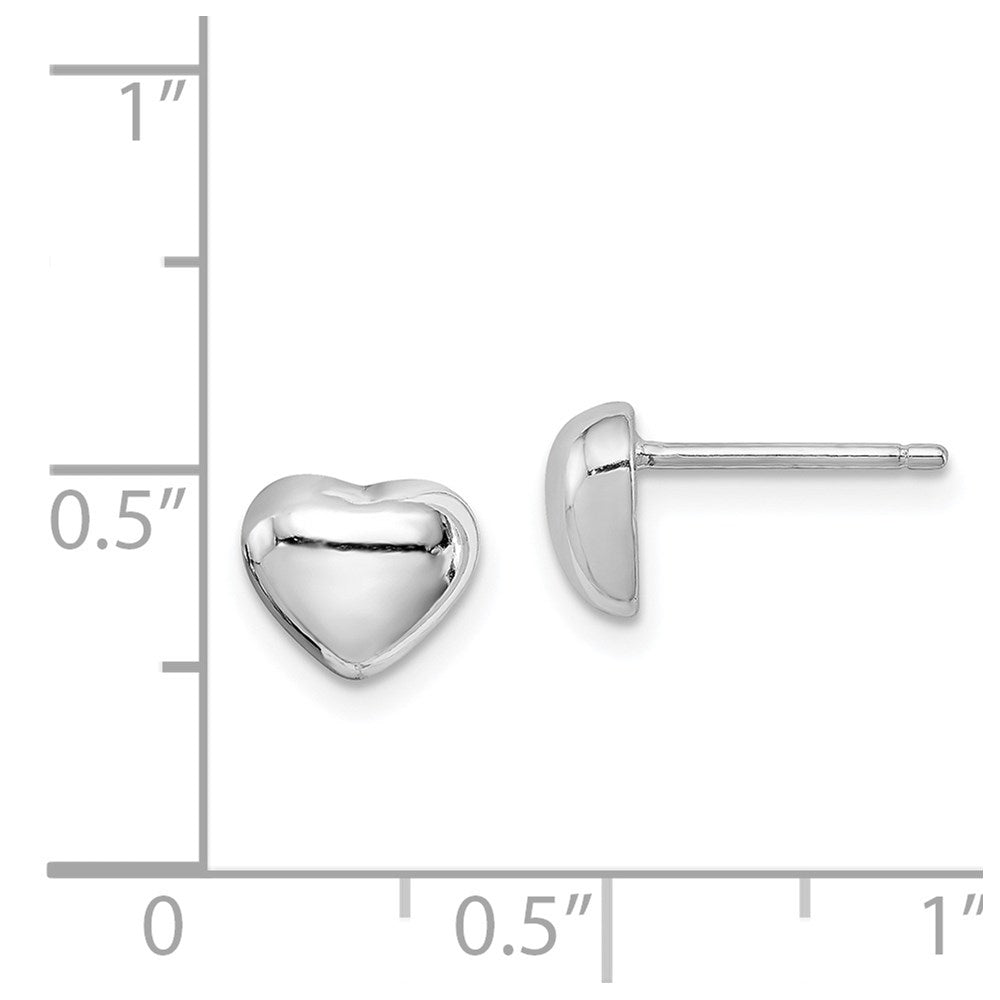 QE4819 Sterling Silver Rhodium-plated Heart Post Earrings