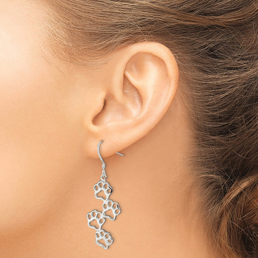 QE4889 Sterling Silver Paw Prints Earrings