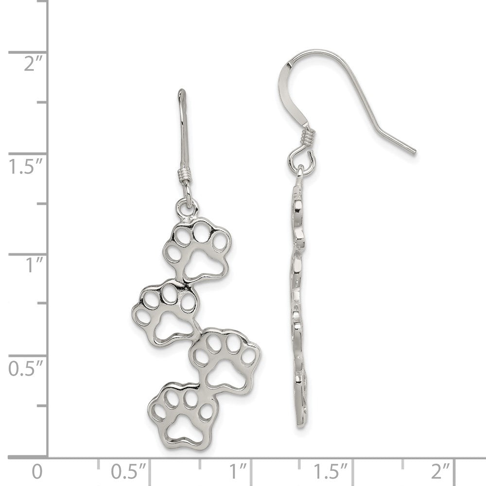 QE4889 Sterling Silver Paw Prints Earrings