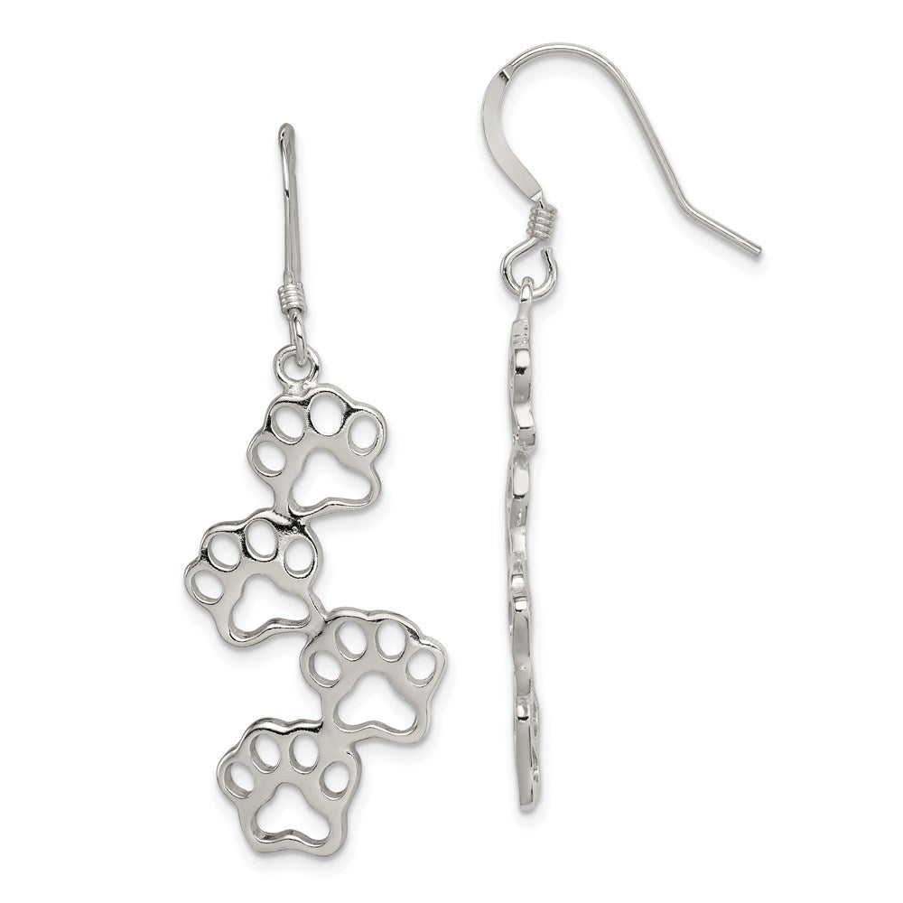 QE4889 Sterling Silver Paw Prints Earrings