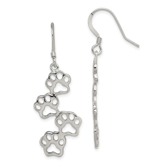 QE4889 Sterling Silver Paw Prints Earrings