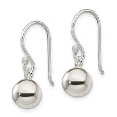 QE4895 Sterling Silver Dangle Ball Shephard Hook Earrings
