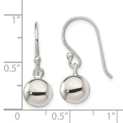 QE4895 Sterling Silver Dangle Ball Shephard Hook Earrings