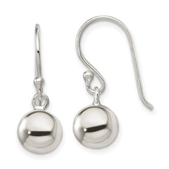 QE4895 Sterling Silver Dangle Ball Shephard Hook Earrings