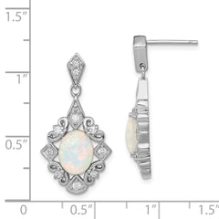 QE4965 Sterling Silver Rhodium-plated Created Opal and CZ Earrings