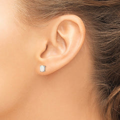 QE4972 Sterling Silver Rhodium-plated Created Opal Post Earrings