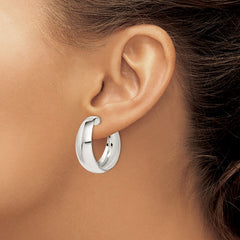 QE526 Sterling Silver Rhodium-plated Fancy J-Hoop Post Earrings