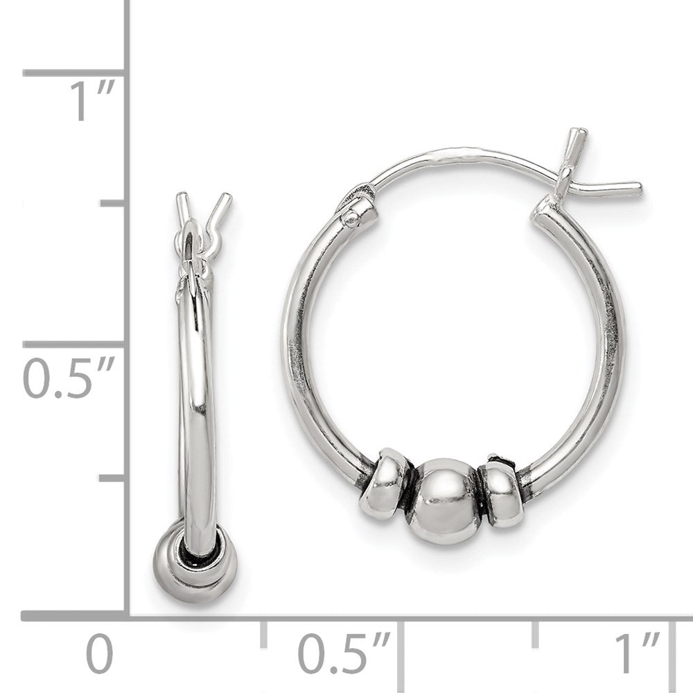 QE5375 Sterling Silver Antiqued Hoop Earrings