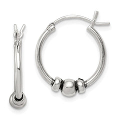 QE5375 Sterling Silver Antiqued Hoop Earrings