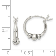 QE5376 Sterling Silver Antiqued Beaded Hoop Earrings