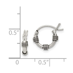 QE5378 Sterling Silver Antiqued Hoop Earrings