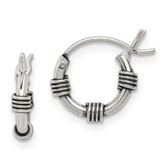 QE5378 Sterling Silver Antiqued Hoop Earrings
