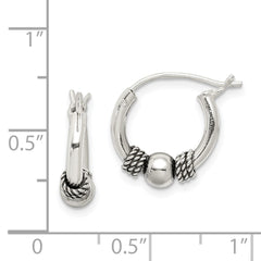 QE5380 Sterling Silver Antiqued Hoop Earrings