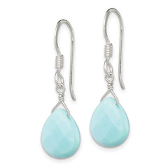 QE5550 Sterling Silver Polished Amazonite Teardrop Dangle Earrings