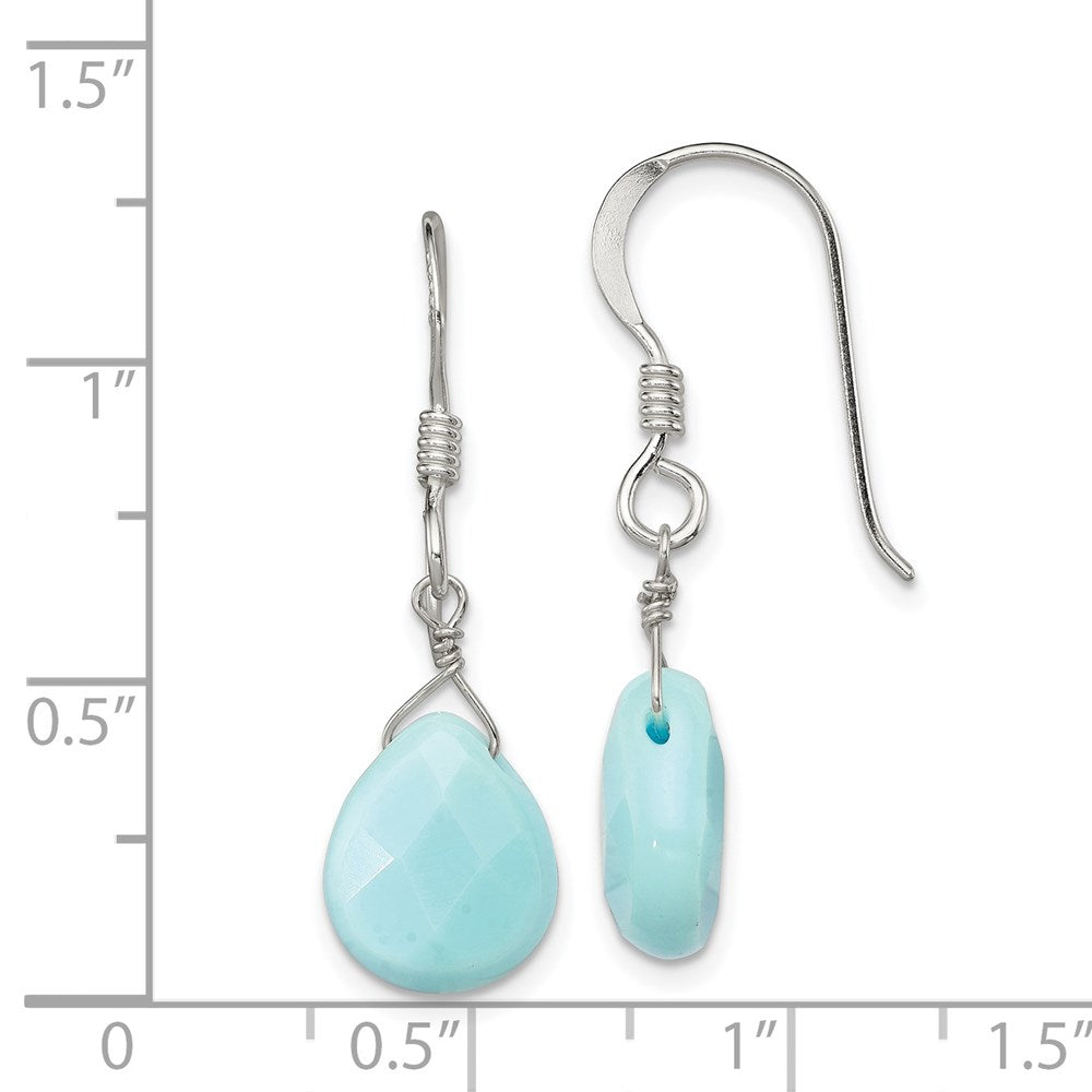 QE5550 Sterling Silver Polished Amazonite Teardrop Dangle Earrings