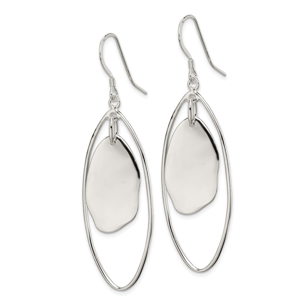 QE5656 Sterling Silver Polished Fancy Oval Dangle Earrings
