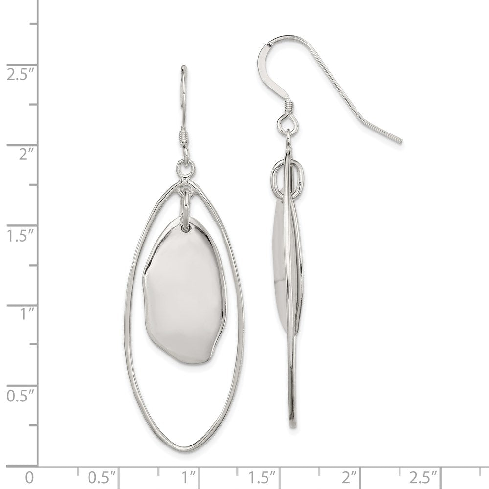 QE5656 Sterling Silver Polished Fancy Oval Dangle Earrings