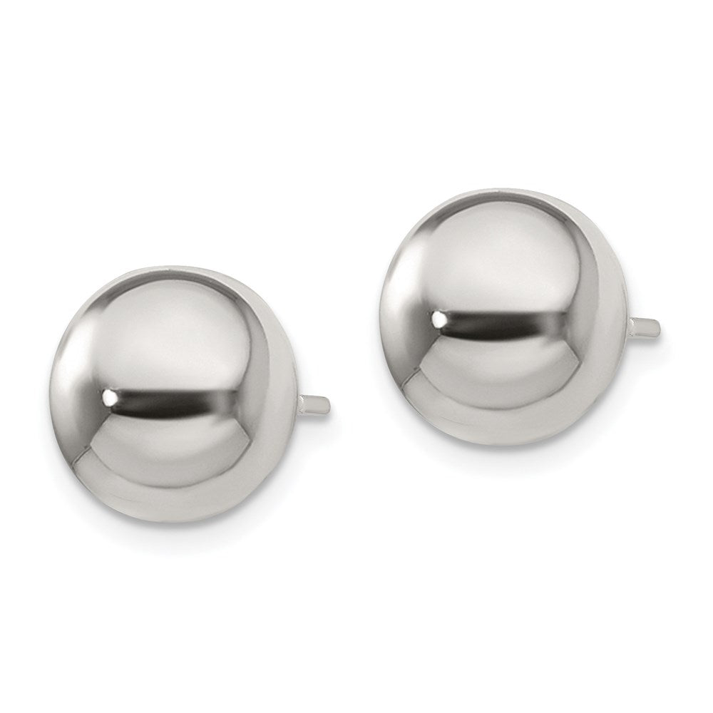 QE598 Sterling Silver Polished 10mm Button Earrings
