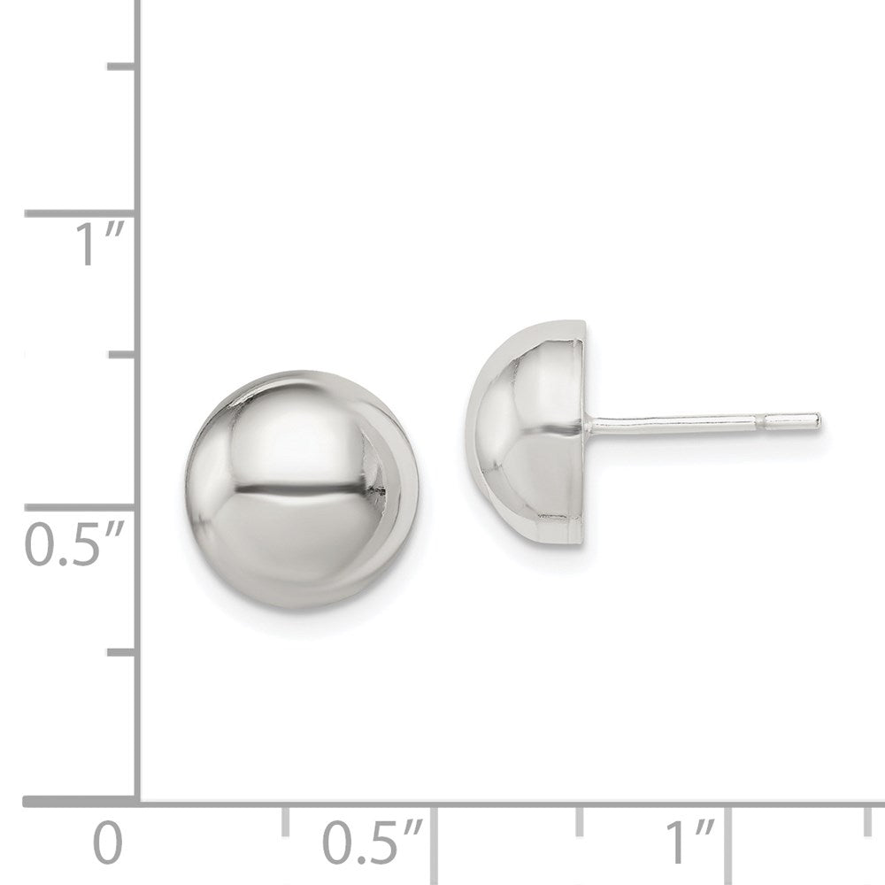QE598 Sterling Silver Polished 10mm Button Earrings