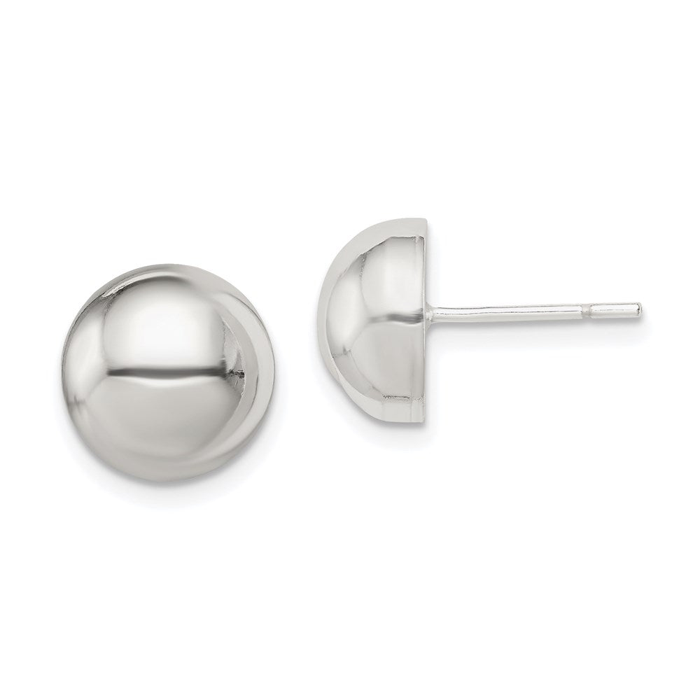 QE598 Sterling Silver Polished 10mm Button Earrings