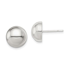 QE598 Sterling Silver Polished 10mm Button Earrings