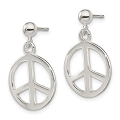 QE6305 Sterling Silver Peace Sign Dangle Earrings