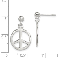 QE6305 Sterling Silver Peace Sign Dangle Earrings