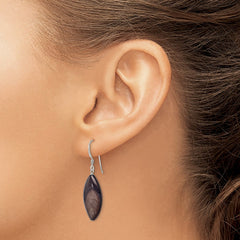 QE6344 Sterling Silver Polished Grey Mother of Pearl Marquise Dangle Earrings