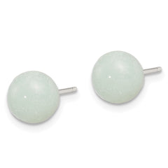 QE6391 Sterling Silver Rhod-pltd 8-8.5mm Button Amazonite Post Earrings