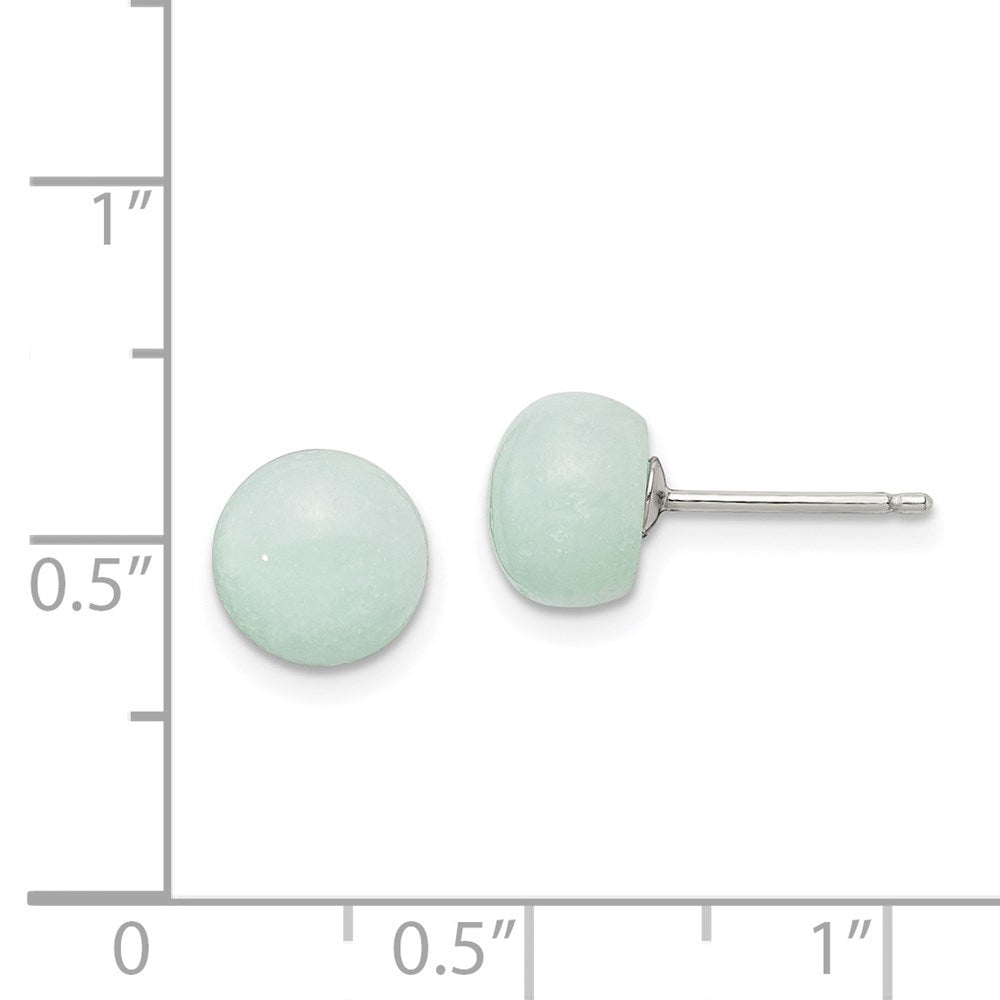 QE6391 Sterling Silver Rhod-pltd 8-8.5mm Button Amazonite Post Earrings