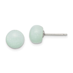 QE6391 Sterling Silver Rhod-pltd 8-8.5mm Button Amazonite Post Earrings