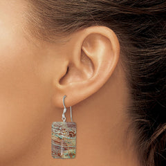 QE6467 Sterling Silver Polished Rectangular Jasper Dangle Earrings
