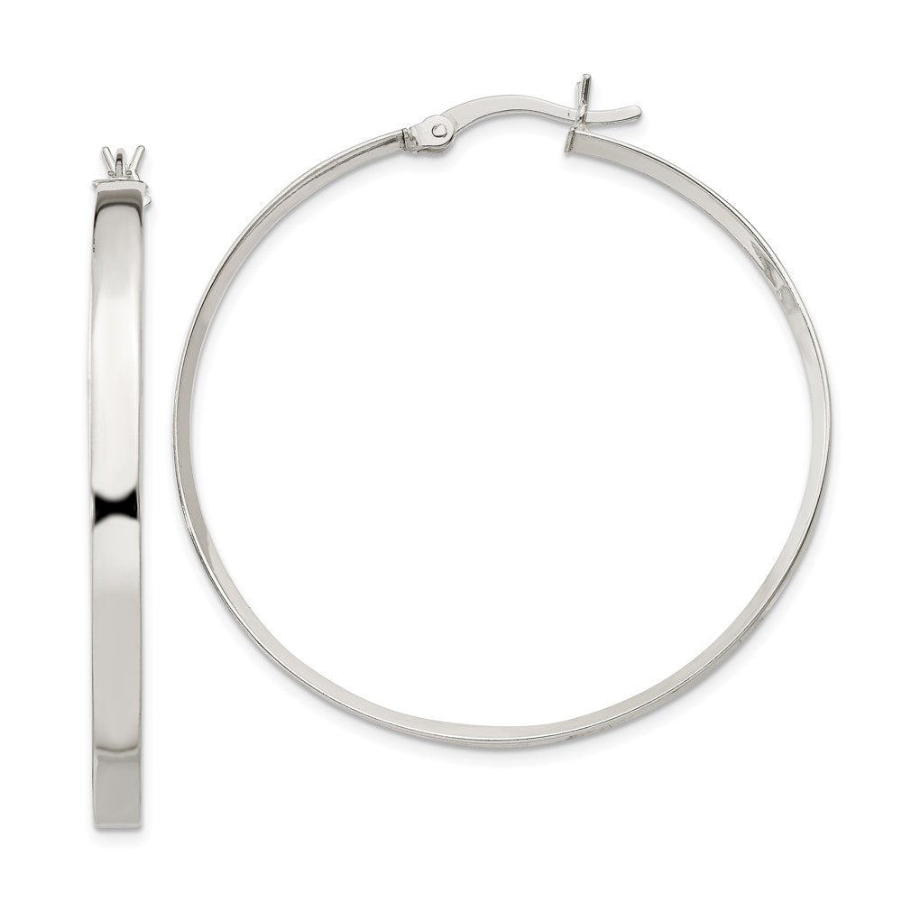 QE6491 Sterling Silver 2.75x40mm Hoop Earrings