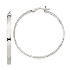 QE6491 Sterling Silver 2.75x40mm Hoop Earrings