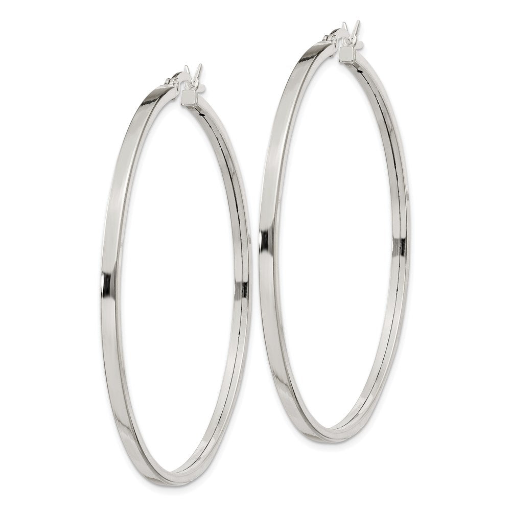 QE6493 Sterling Silver 2.5x50mm Polished Hoop Earrings