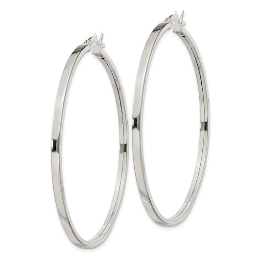 QE6493 Sterling Silver 2.5x50mm Polished Hoop Earrings
