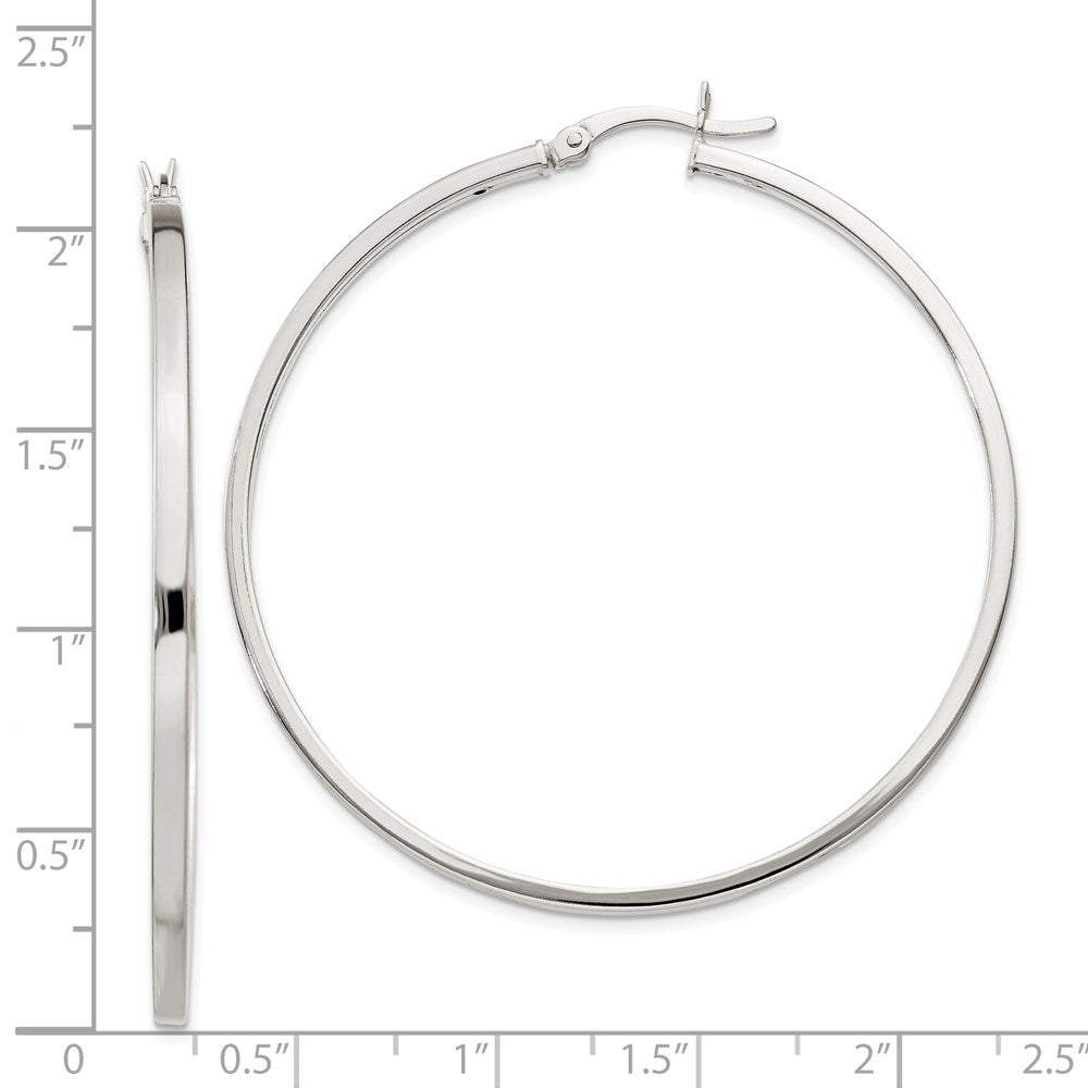 QE6493 Sterling Silver 2.5x50mm Polished Hoop Earrings