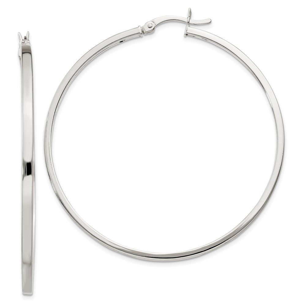 QE6493 Sterling Silver 2.5x50mm Polished Hoop Earrings