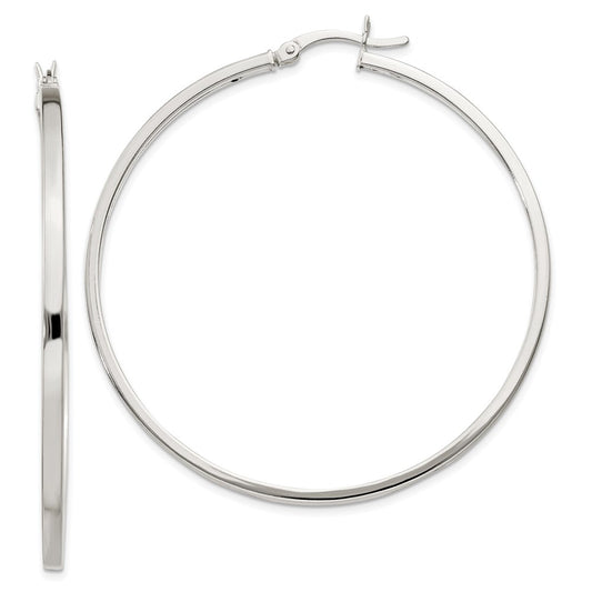 QE6493 Sterling Silver 2.5x50mm Polished Hoop Earrings